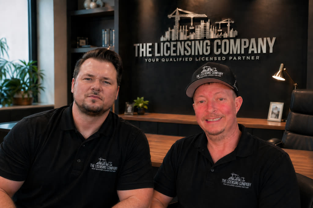 Jeremiah Jaskulski and Marshall Schofield, founders of The Licensing Company, both licensed general contractors, master electricians, master plumbers and master mechanicals